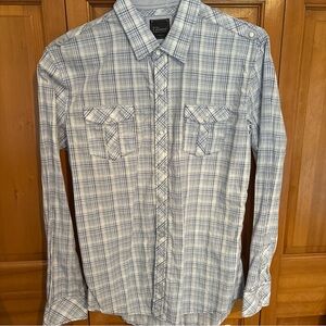 7 Diamonds Light Blue Plaid Men's Shirt